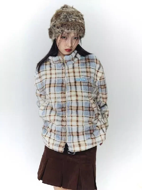 Soft Plaid Plush Thickened Jacket【s0000006242】 Striped Jacket Polka Dot Jacket Floral Jacket