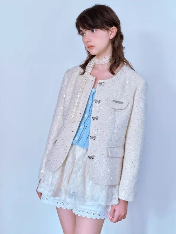 Small Balsamic Round Neck Jacket【s0000007064】 Print Jacket Jacquard Jacket Patchwork Jacket