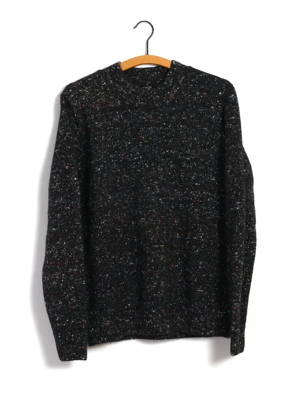 EIVIND | Crew Neck Rib Sweater | Donegal Black Mesh Sweater Canvas Denim