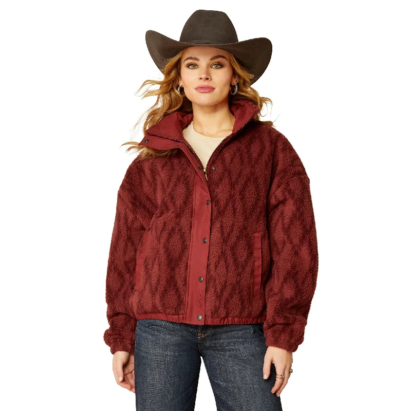 Ariat Ladies Sherpa Blocked Tonal Port Print Jacket 10052399 Satin Fabric Silk Fabric Chiffon Fabric