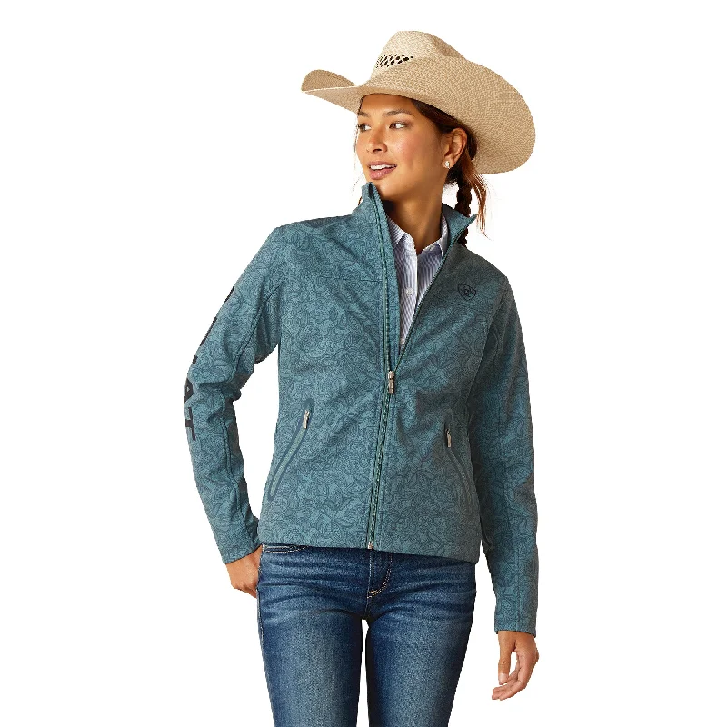 Ariat Ladies New Team Lacy Blue Paisley Print Softshell Jacket 10048810 Collared Jacket Crew Neck Jacket Turtle Neck Jacket