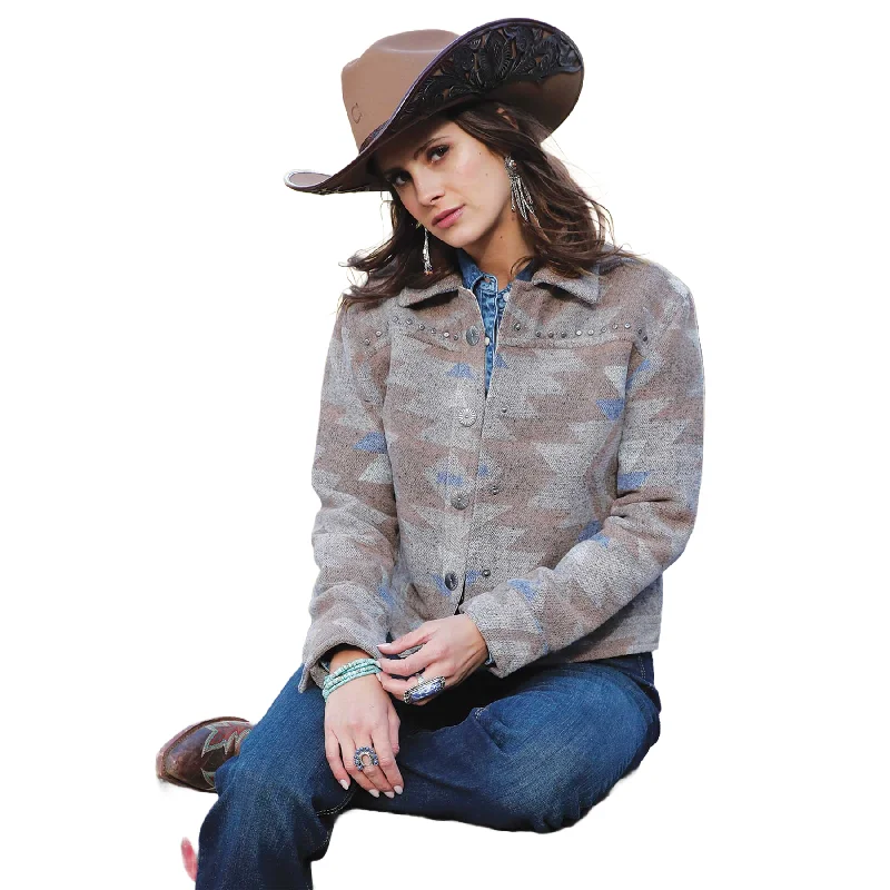 Cinch Ladies Wooly Brushed Tweed Aztec Stone Jacket CWJ7481001 Fleece Jacket Down Jacket Parka
