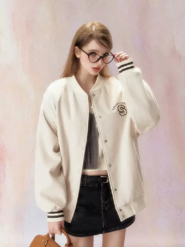 Floral Splicing Baseball Jacket【s0000006476】 Faux Fur Jacket Real Fur Jacket Shearling Jacket