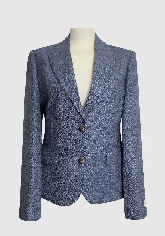 Tammy Jacket - Light Blue Herringbone Jacket Houndstooth Jacket Plaid Jacket