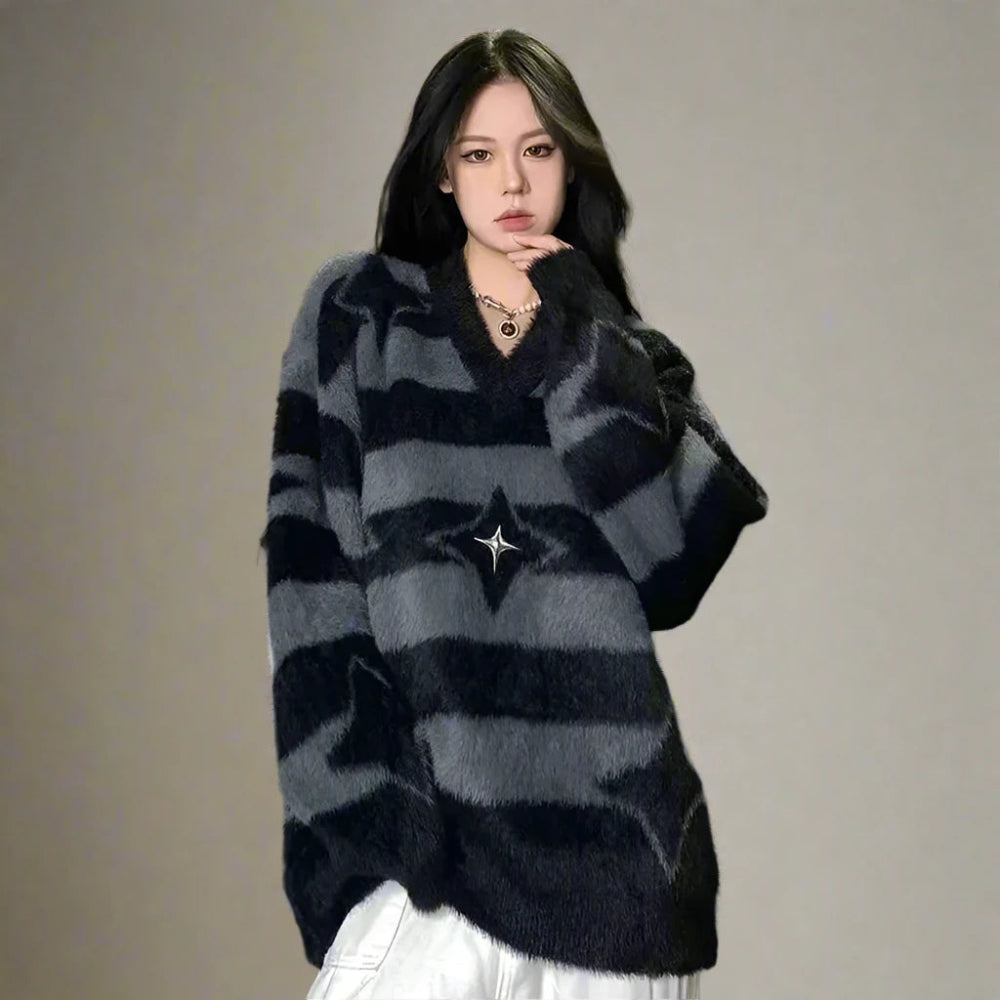Acubi Fashion Striped Sweater Cashmere Blend Cotton Blend Poly Blend