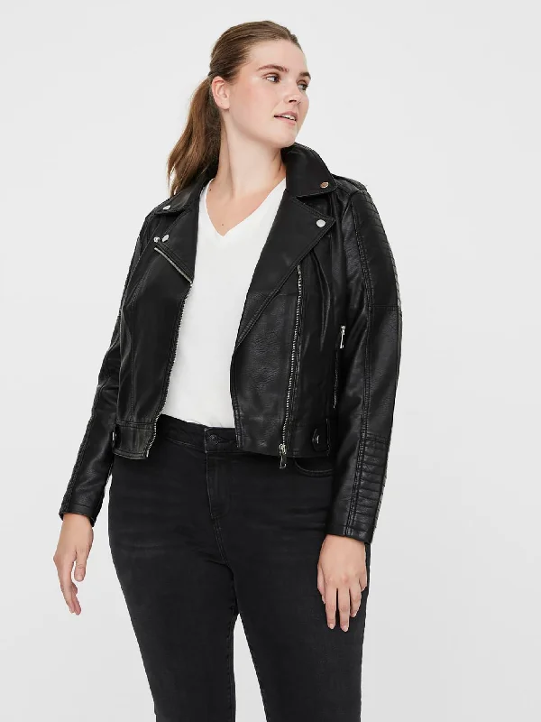 Γυναικείο τζάκετ δερματίνη Plus size VMCKERRIULTRA SHORT COATED JACKET CURVE 10230382 | 10230382 Knit Fabric Woven Fabric Fleece Fabric
