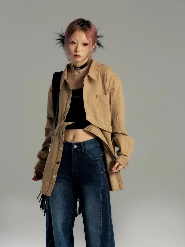 Two-wear retro work jacket【s0000006992】 Zippered Jacket Buttoned Jacket Snapped Jacket