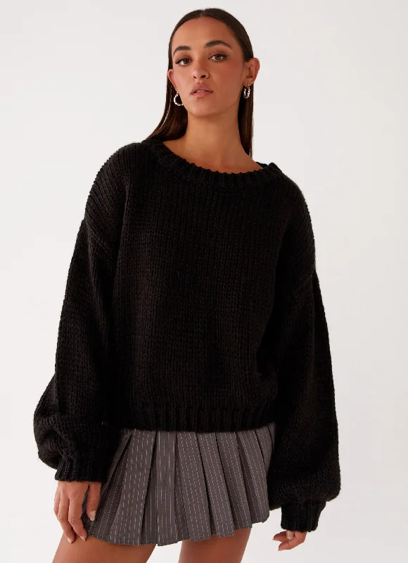 Costella Knit Sweater - Black Velvet Chenille Corduroy