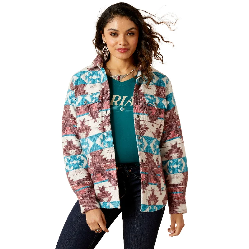 Ariat Ladies Shacket Baja Jacquard Multicolor Shirt Jacket 10046671 A-Line Jacket Boat Neck Shawl Collar