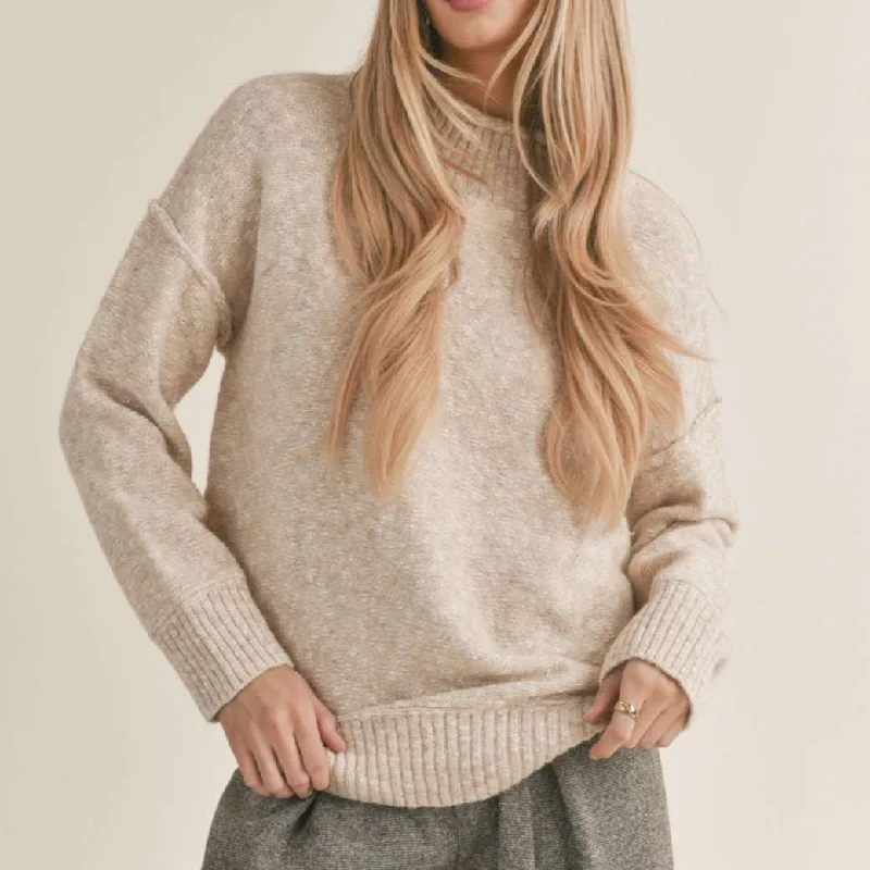 Sage The Label Wisteria Mock Neck Sweater Seamless Knitted Crochet