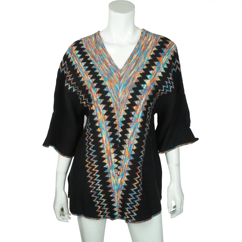Vintage 70s Sweater Op Art Cuddle Knit Wintuk NWT Ladies L Toggled Drawstring Belted