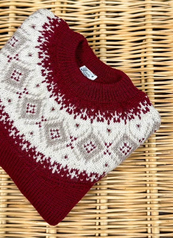 Vintage Jacquard Wool Sweater Terry Blend Velvet Blend Canvas Blend