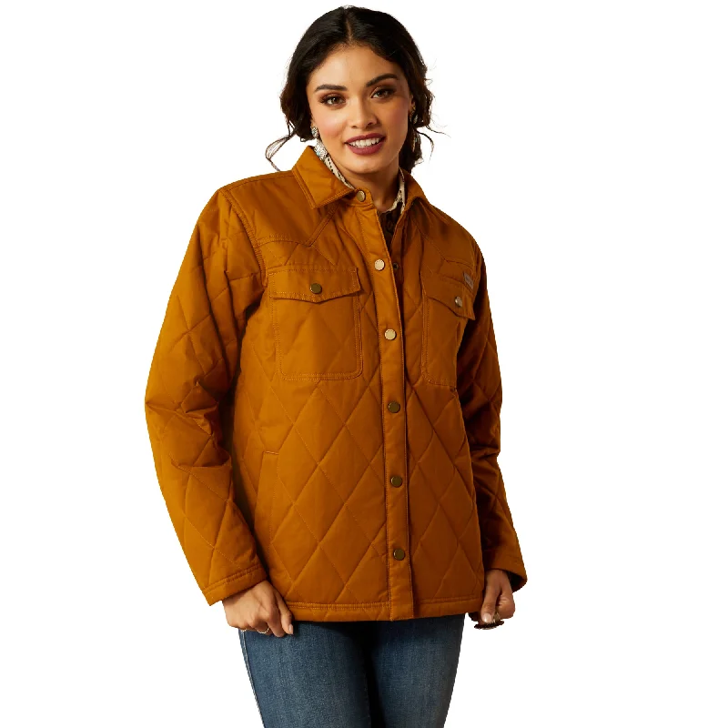 Ariat Ladies Grizzly Quilted Chestnut Horse Barn Jacket 10052400 Cotton Fabric Linen Fabric Terry Fabric