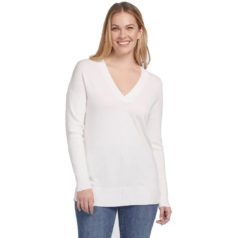 Women's Tribal V-Neck Sweater Cream Stretchy Elastic Breathable