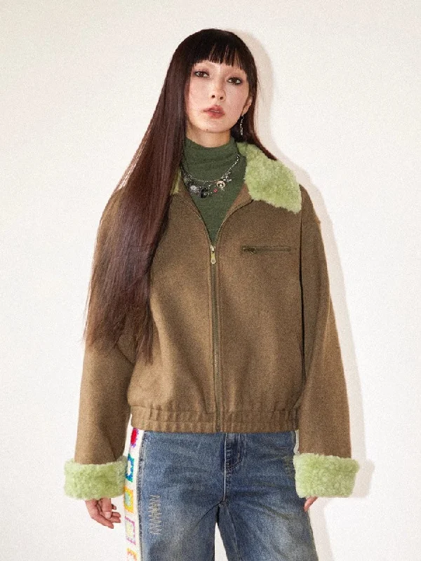 Wool short jacket【s0000010359】 Lace Jacket Ribbed Jacket Sequined Jacket