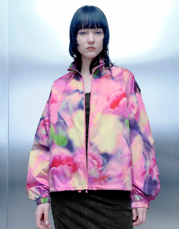 Stand Collar Printed Straight Jacket V-Neck Jacket Boat Neck Jacket Square Neck Jacket
