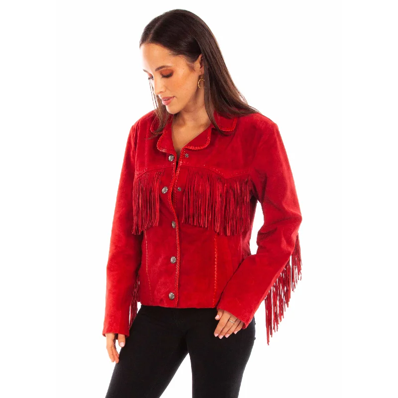 Scully Ladies Fringed Suede Red Western Jacket L1080-27 Corduroy Jacket Velvet Jacket Brocade Jacket