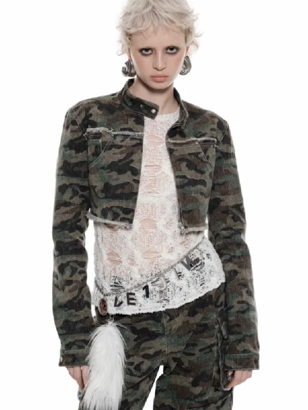 Camouflage Short biker jacket【s0000009872】 Insulated Jacket Fitted Jacket Loose Jacket