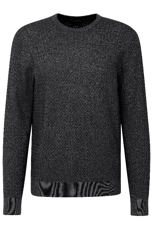 Crew Neck Sweater with Braided Knit 7400-65521B Turtle Neck Boat Neck Asymmetrical Neck