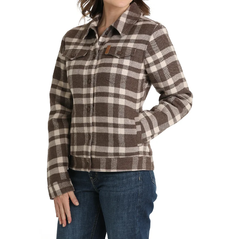 Cinch Ladies Wool Trucker Gray & Brown Plaid Jacket MAJ9905001 Satin Jacket Silk Jacket Chiffon Jacket