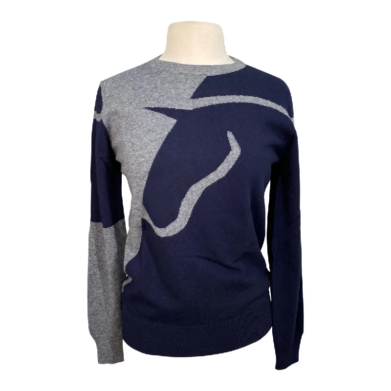 Vestrum 'San Cassiano' Round Neck Sweater in Navy - Women's Large Transparent Opaque Sheer
