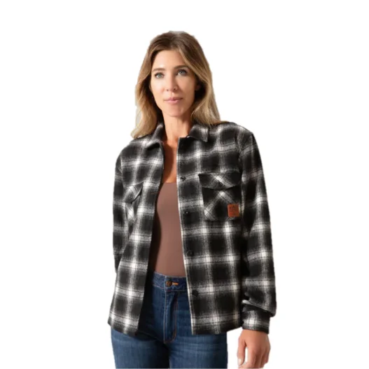 Kimes Ranch Ladies Spokane Black Shirt Jacket SPOK-BLK V-Neck Jacket Boat Neck Jacket Square Neck Jacket