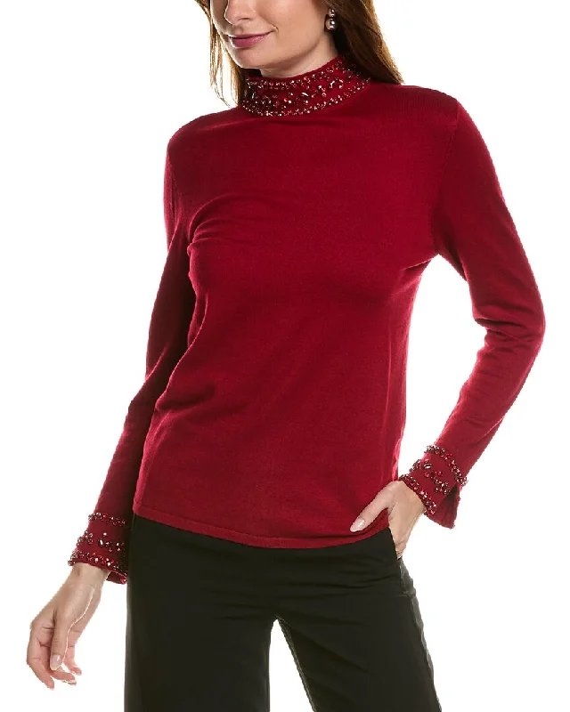 Anne Klein Mock Neck Sweater Jersey Fabric Tulle Fabric Batik Fabric