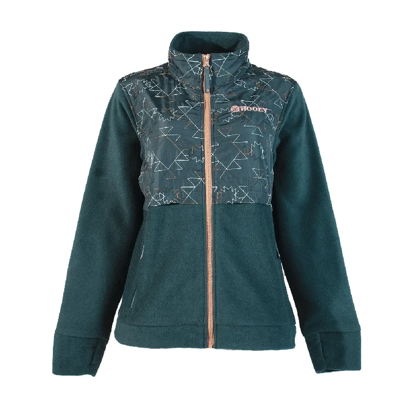 Hooey Ladies Tech Teal Aztec Print Fleece Jacket HJ133TLAZ Zippered Front Buttoned Front Snap Front