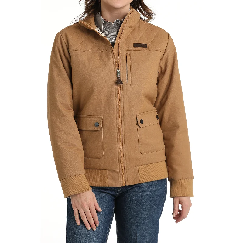 Cinch Ladies Barn Bomber Brown Canvas Jacket MAJ9901001 Nylon Jacket Polyester Jacket Spandex Jacket