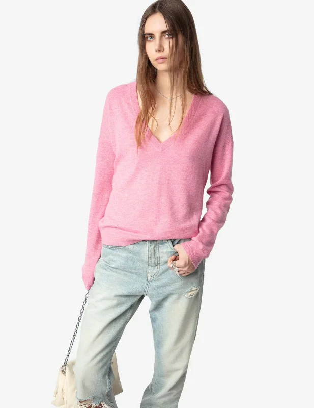 Vivi Patch Cashmere Sweater Phlox Fitted Loose Oversized