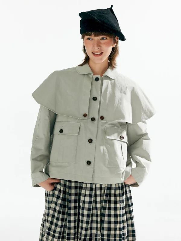 Vintage cape style short windbreaker jacket【s0000007628】 Denim Jacket Leather Jacket Suede Jacket