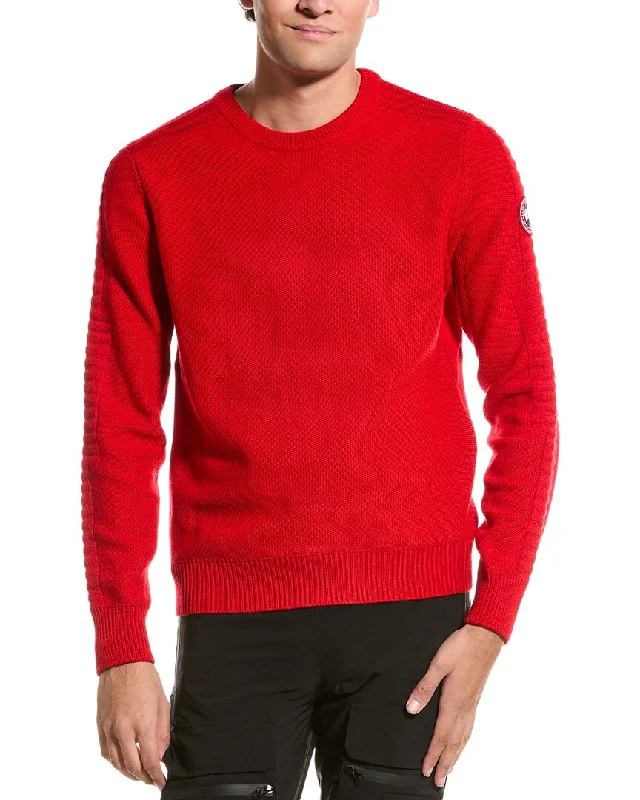Canada Goose Paterson Wool Crewneck Sweater Open Front Closed Front Wrap Front