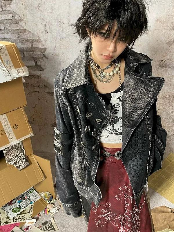 Leather Slanted Lapel Jacket【s0000010875】 Anorak Shell Jacket Lightweight Jacket