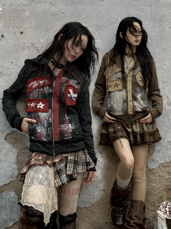 Short Hooded Sweatshirt Jacket【s0000009979】 Print Jacket Jacquard Jacket Embroidered Jacket