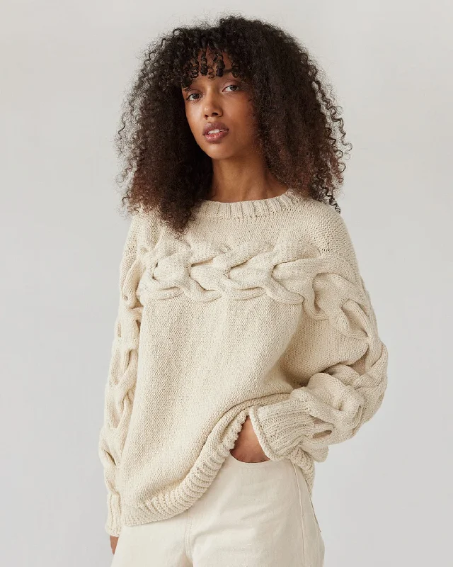 Jūra Alpaca Wool & Cotton Sweater (Oat Milk) Beaded Sweater Sequined Faux Fur