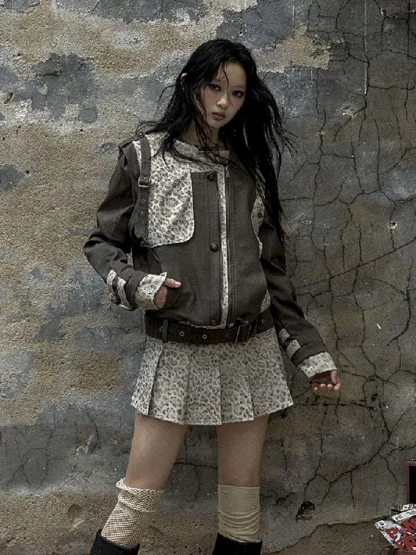 Spliced Leopard Jacket Coat【s0000009969】 Herringbone Jacket Houndstooth Jacket Plaid Jacket
