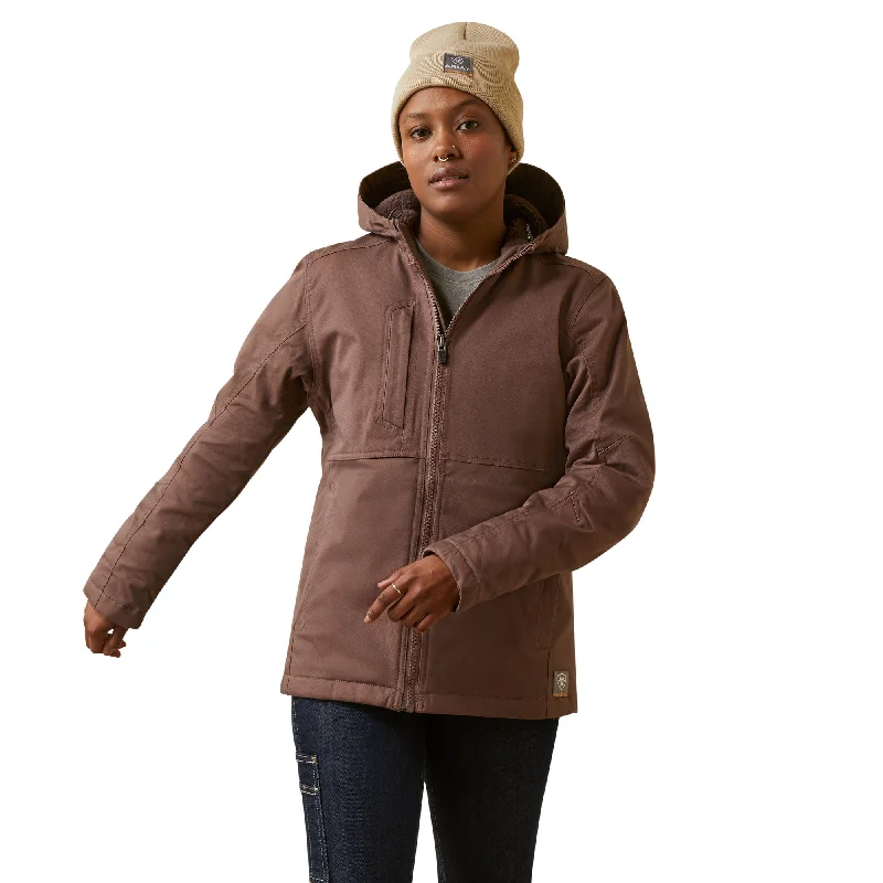 Ariat Ladies Rebar Dura Canvas Insulated Peppercorn Work Jacket 10046559 Boat Neck Shawl Collar Notched Collar