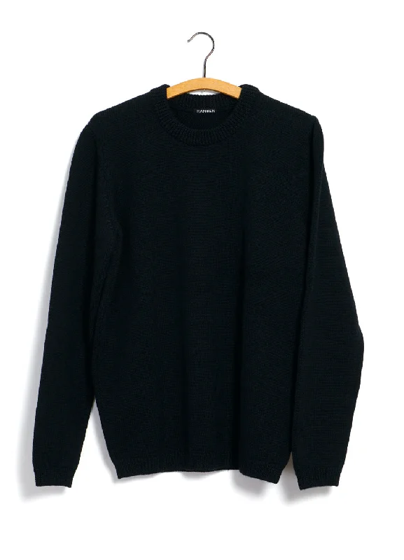 ESKE 28-05-2 | Knitted Crew Neck Sweater | Black Terry Terry Cloth Terry Knit