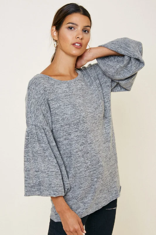 Puff Sleeve Sweater Elasticated Padded Insulated
