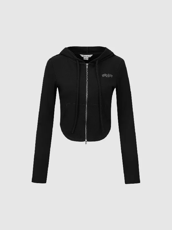 Zipper Front Cropped Hooded Jacket V-Neck Jacket Boat Neck Jacket Square Neck Jacket