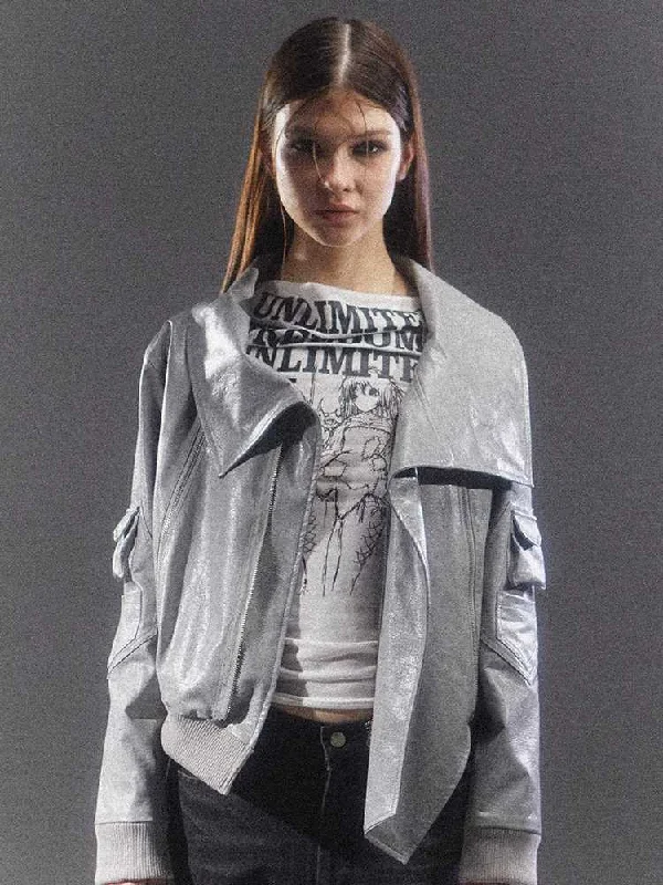 Silver grey casual jacket【s0000010405】 Quilted Jacket Puffer Jacket Insulated Jacket