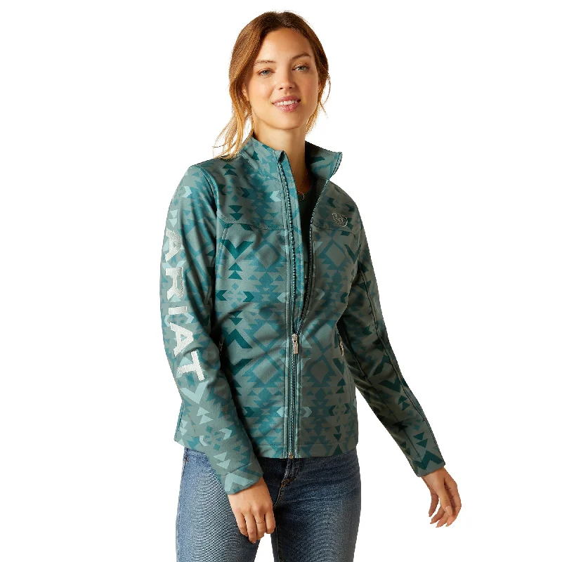Ariat Ladies New Team Softshell Pinewood Print Jacket 10046488 Zip Front Button Front Snap Front