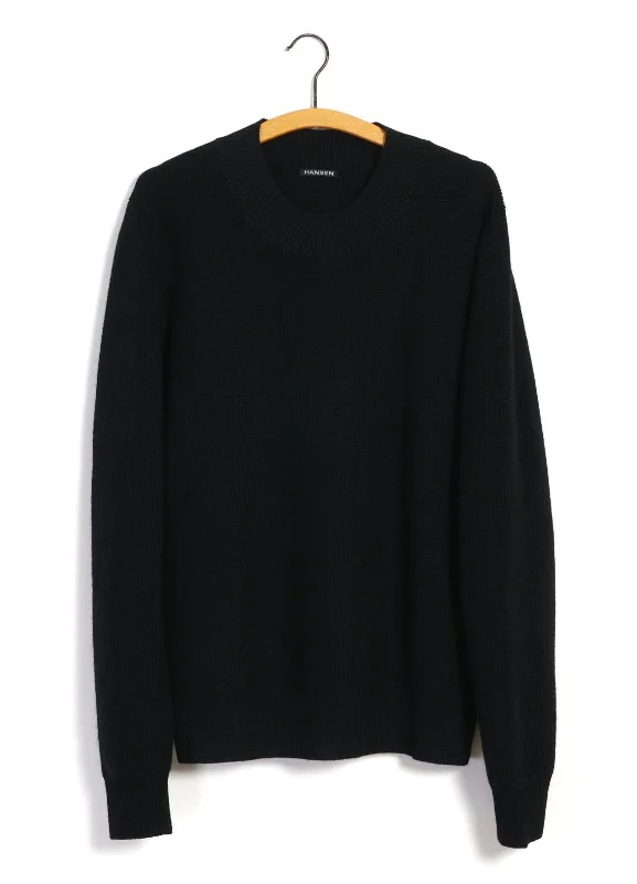 ANDRE | Knitted Crew Neck Sweater | Black Handmade Hand-knitted Hand-woven