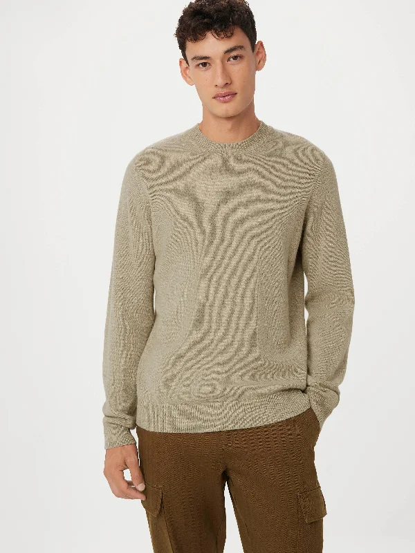 The Yak Wool Crewneck Sweater in Marsh Green Solid Print Embellished