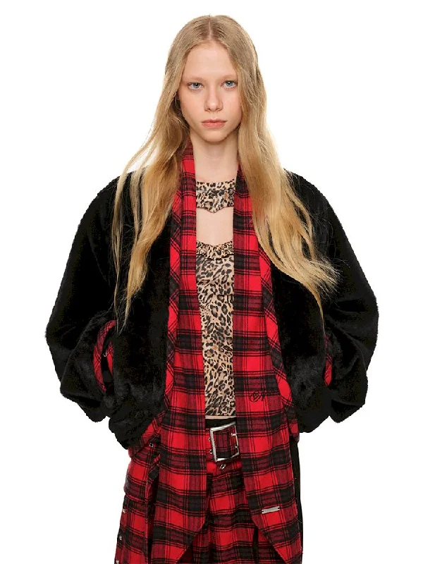 Eco-Friendly Hair Jacket 【s0000010643】 Stand-Up Collar Roll-Neck Collar Turtle Neck