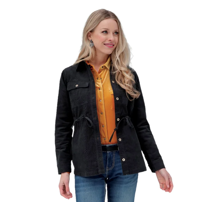 Cinch® Ladies Black Western Button Down Jacket CWJ7420002 One-Shoulder Jacket Off-the-Shoulder Jacket Asymmetrical Jacket