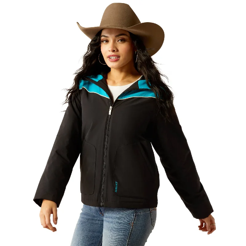 Ariat Ladies Pioneer Black/Capri Breeze StretchShell Jacket 10052115 Chenille Fabric Brocade Fabric Lace Fabric