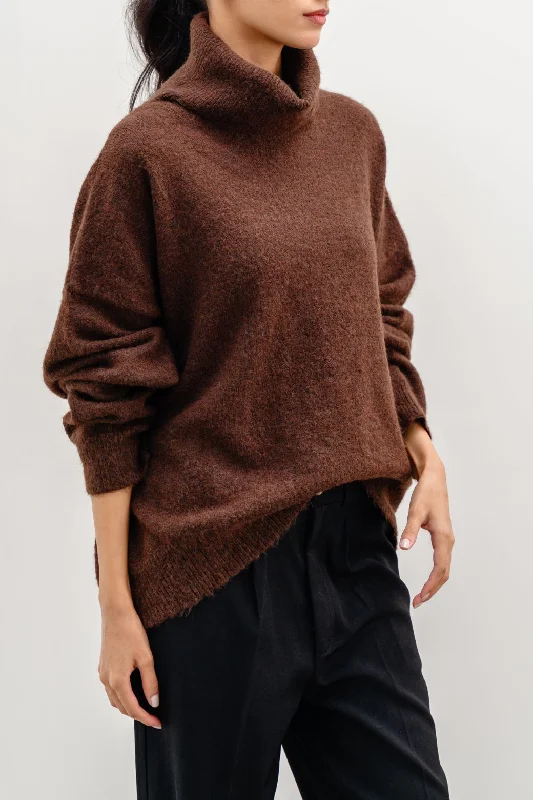 MANHATTAN HIGH NECK SWEATER Satin Blend Silk Blend Wool Blend