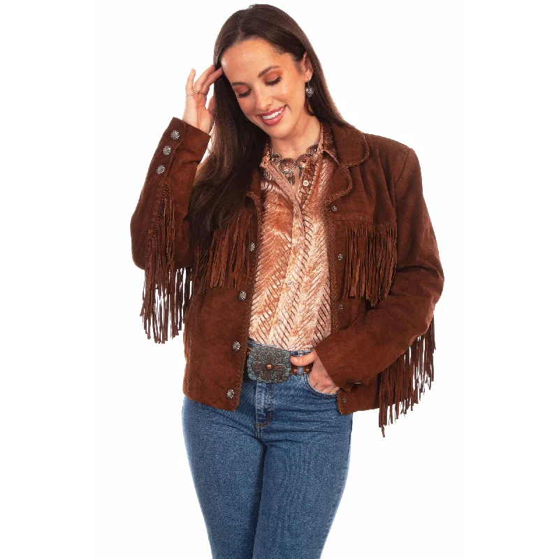 Scully Ladies Fringed Suede Cafe Brown Western Jacket L1080-125 Lace Jacket Ribbed Jacket Sequined Jacket