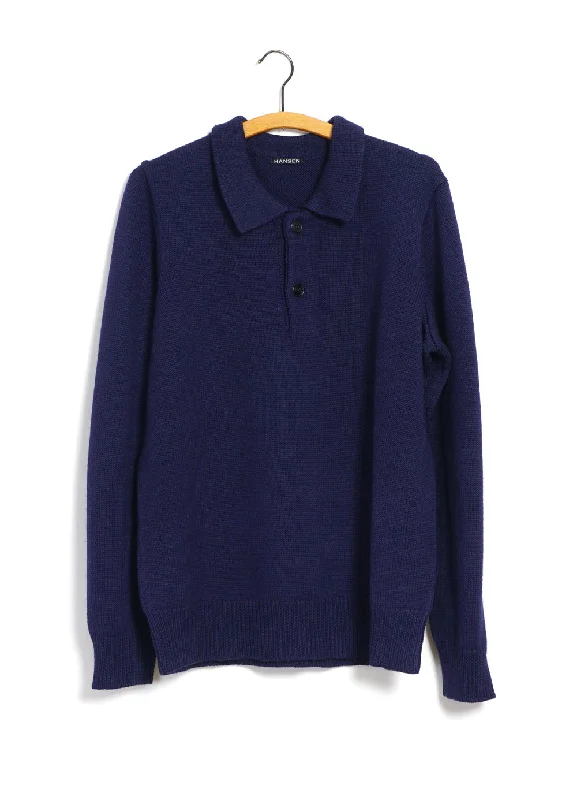 DIDRIK | Knitted Polo Sweater | Royal Blue Lace Blend Ribbed Blend Corduroy Blend